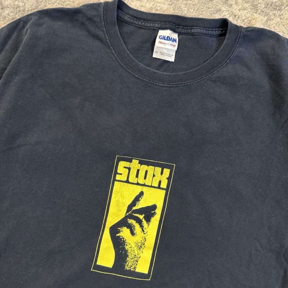 Retro 2000s Stax Records Soul & Blues Label Graphic T-Shirt Cropped Size XL - Picture 2 of 8